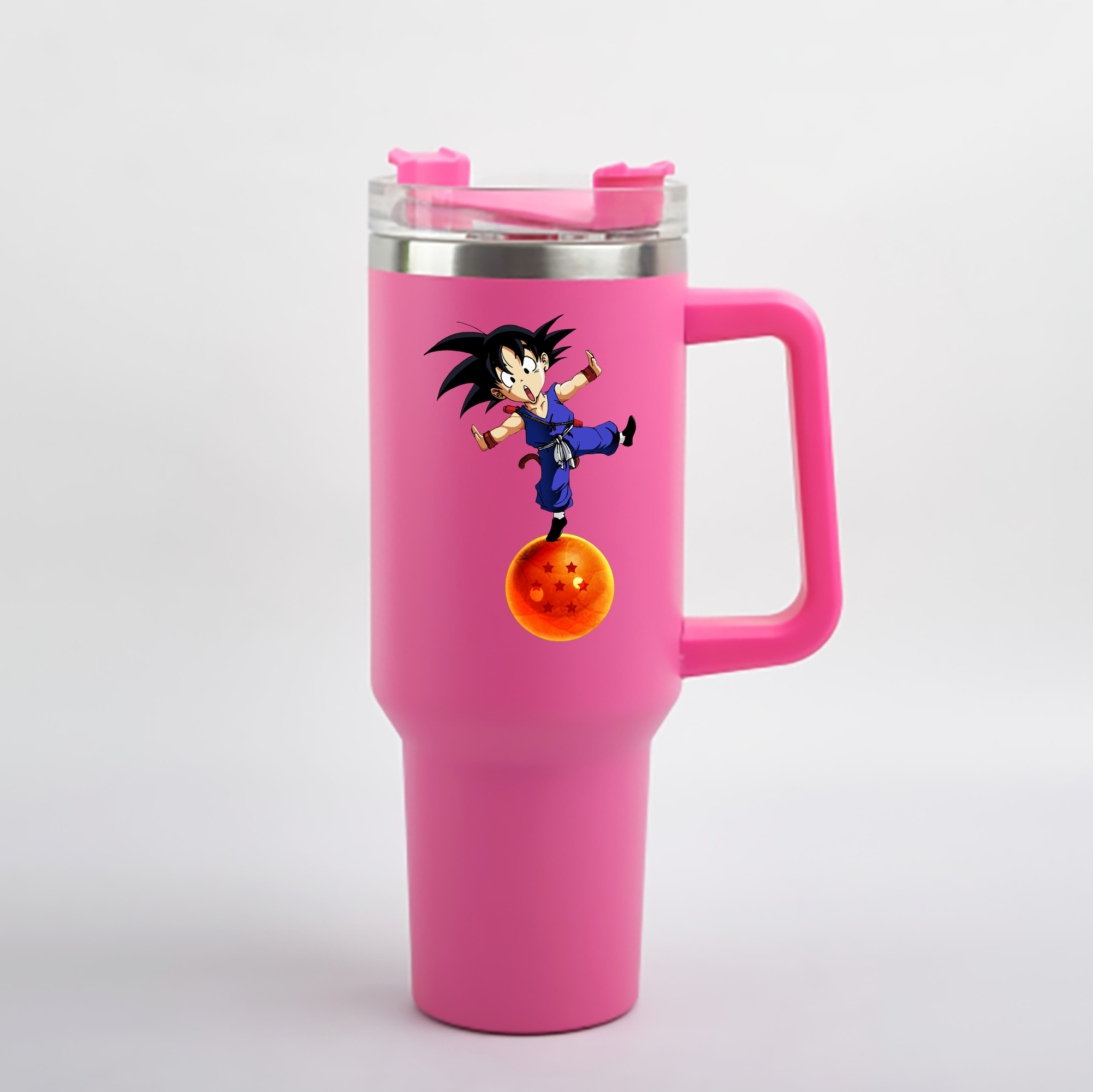 （画像用） ドラゴンボール 孫悟空（そん ごくう）Son Goku カカロット DRAGON BALL Kakarotto 1200mL車用タンブラー - クリスタルステッカー（プラスチックストロー付き）